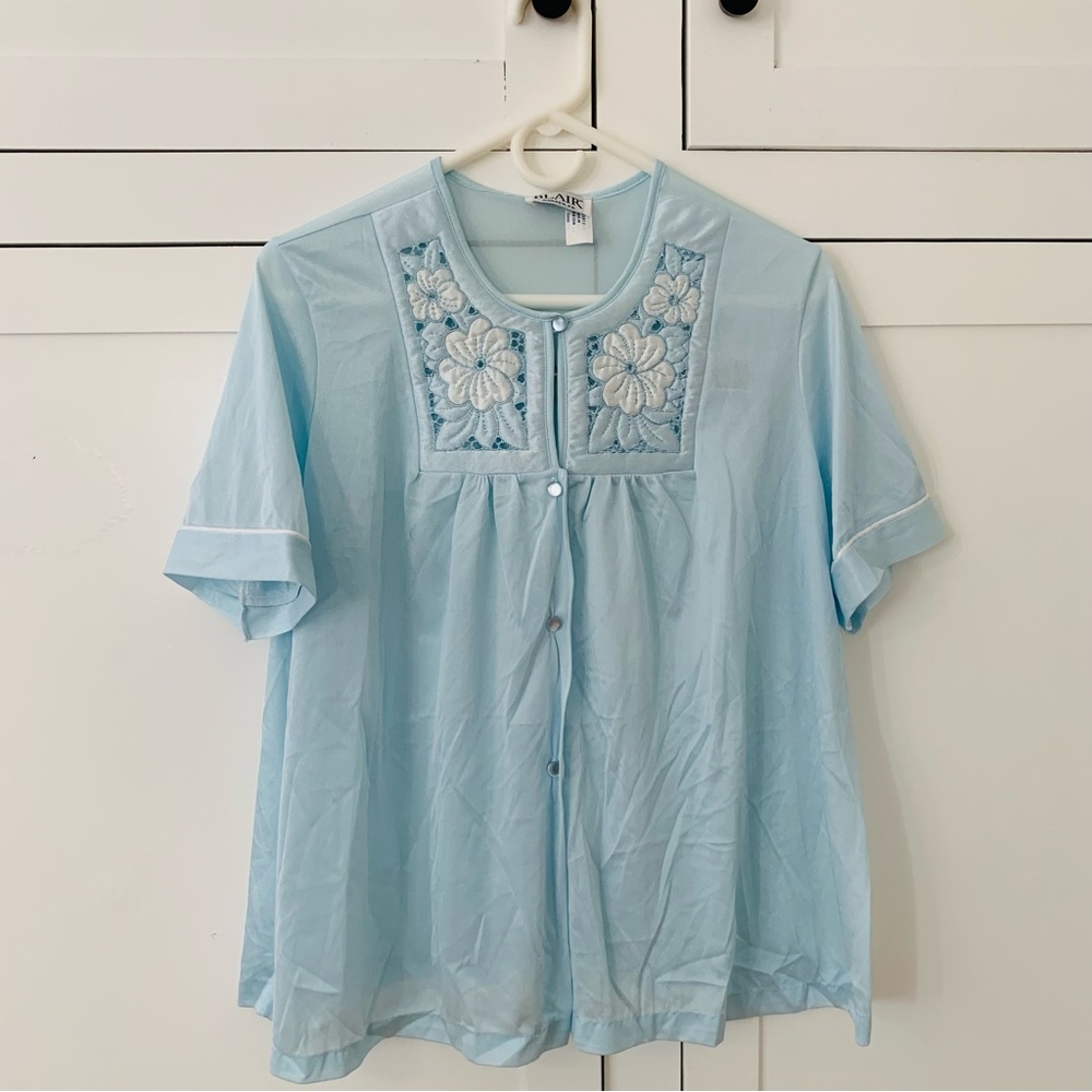 Blair Baby Blue Floral Sleep Shirt Size XL